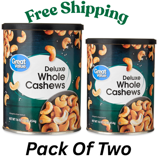 ( 2 PACK ) Great Value Deluxe Whole Cashews, Salted, 16 oz NEW | eBay
