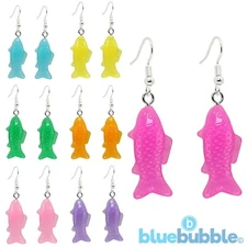 Bluebubble FUNKY FISH Drop Earrings Sweet Retro 80s Kitsch Kawaii Fun Food Cute