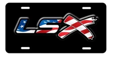 LSX USA FLAG GM Performance LS-X Black Vanity Aluminum License Plate Tag New