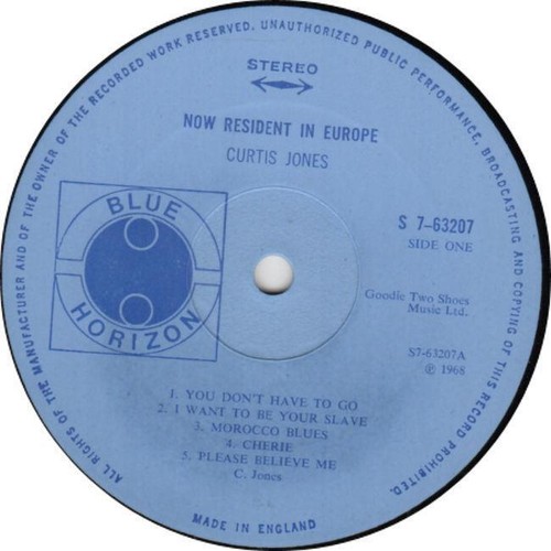 CURTIS JONES Now Resident In Europe 1968 or. UK lp NEAR MINT vinyl BLUE HORIZON - Imagen 3 de 3