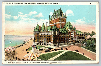1927 CANADA QUEBEC CITY CHATEAU FRONTENAC DUFFERIN TERRACE vintage Postcard A24