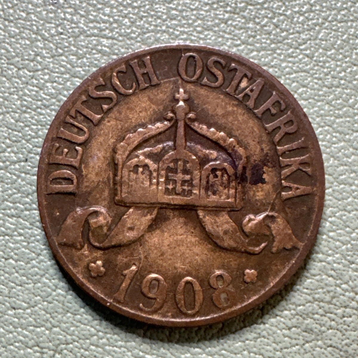GERMAN EAST AFRICA 1 Heller 1908 J - Bronze - Wilhelm II. - XF