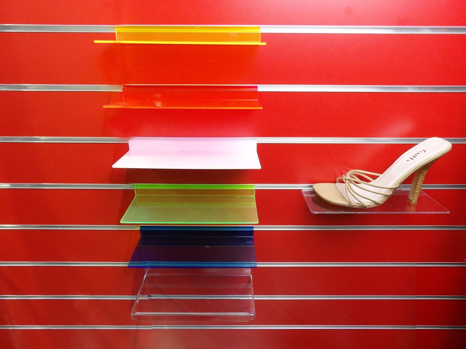 SFS SLATWALL SLAT BOARD DISPLAY SHELF/ SHELVES MULTIPLE SIZE AND PACKS: SHOE, BAGS
