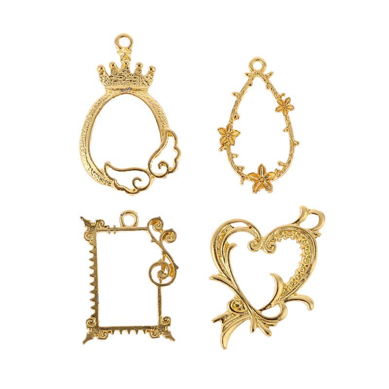 4 Pcs/Set Metal Frame Antique Exquisite Floral Epoxy Resin UV Resin Tools
