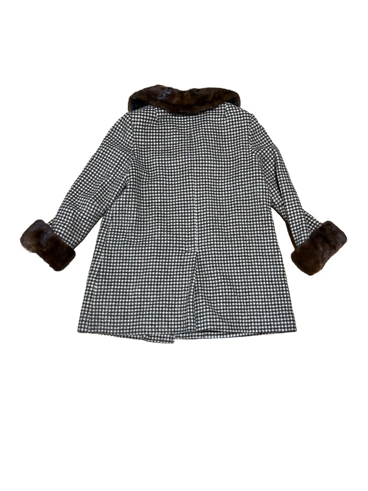 Chaqueta vintage hecha a mano con puño y cuello de piel forrada de tweed con botones Foto 2 de 4