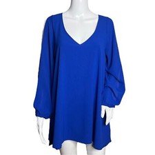 Lovers + Friends Dress Gracie Blue Shift Split Sleeve Cutout Arms Wedding Guest
