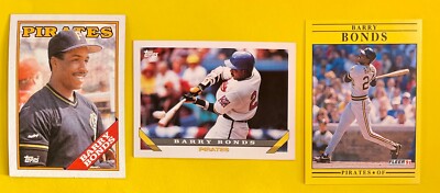BARRY BONDS, Pittsburgh Pirates 3-Card Lot, 7 Time MVP