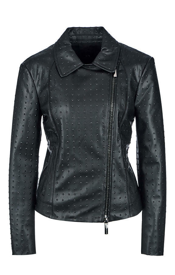 Armani Exchange Women's Eco-Leather Jacket 6ZYB54 YNEJZ 1200 Black
