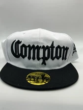 COMPTON Snapback Baseball cap Flat Bill -White Streetwear