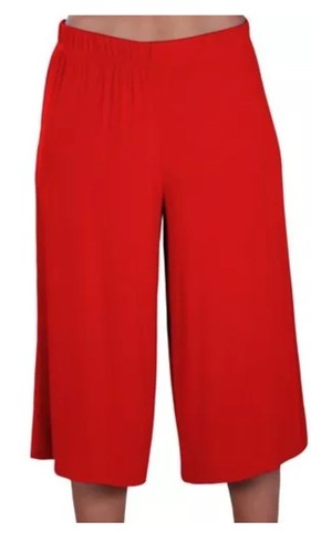 New Ladies Casual Wide Leg Plain Culottes 3/4 Length Shorts Trousers Pants - Picture 5 of 25