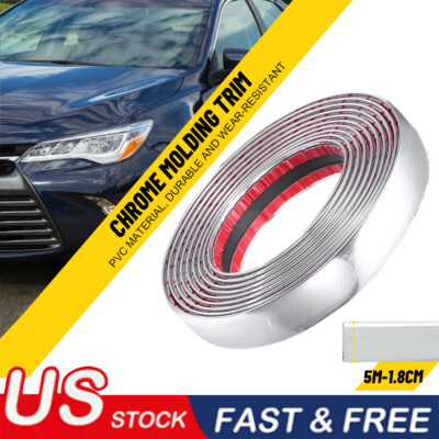 Universal Chrome Molding Trim Wide Automotive Trunk Body Side Bumper Strip