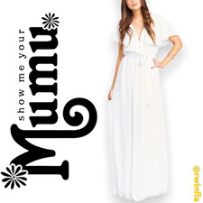 MUMU Boho Bridal Dress Crossover Ruffle Audrey Maxi Wedding White Chiffon XS 
