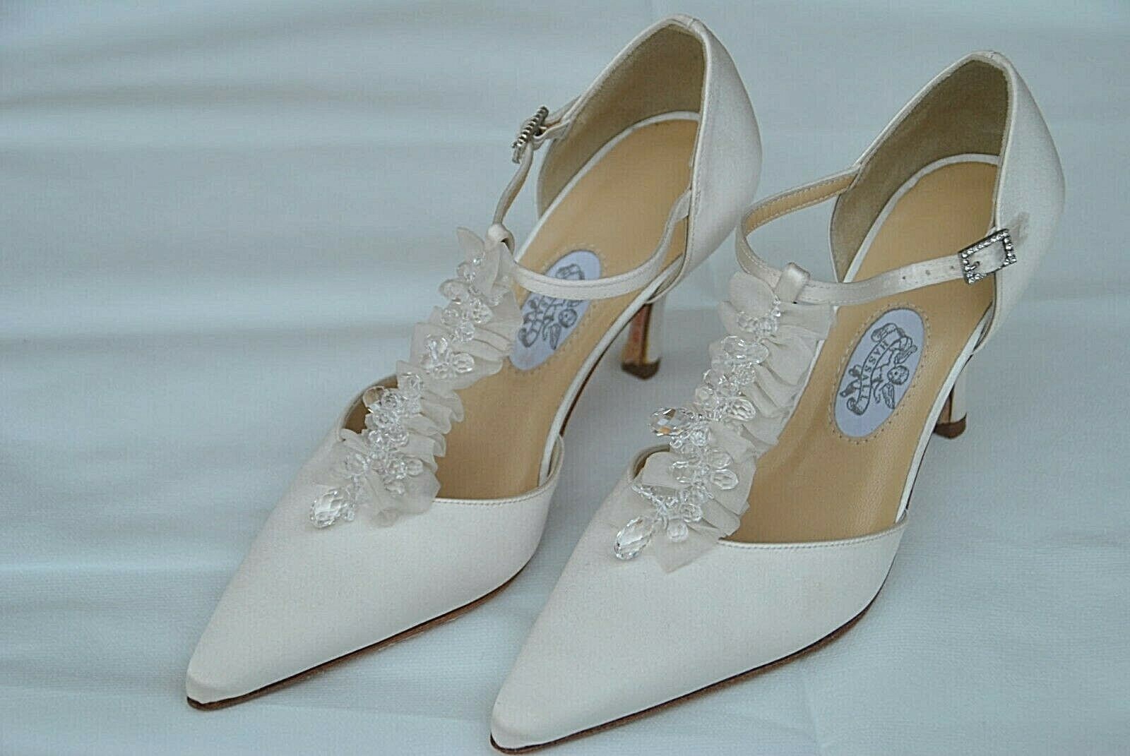 Nuevos zapatos de novia HASSALL RHAPSODY Marfil SWAROVKI Reino Unido 3 euros 36 PVP £ 210