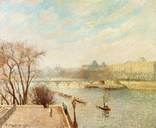 Camille Pissarro - The Louvre Winter Sunshine Morning 1900 Signed -17"x22" Print