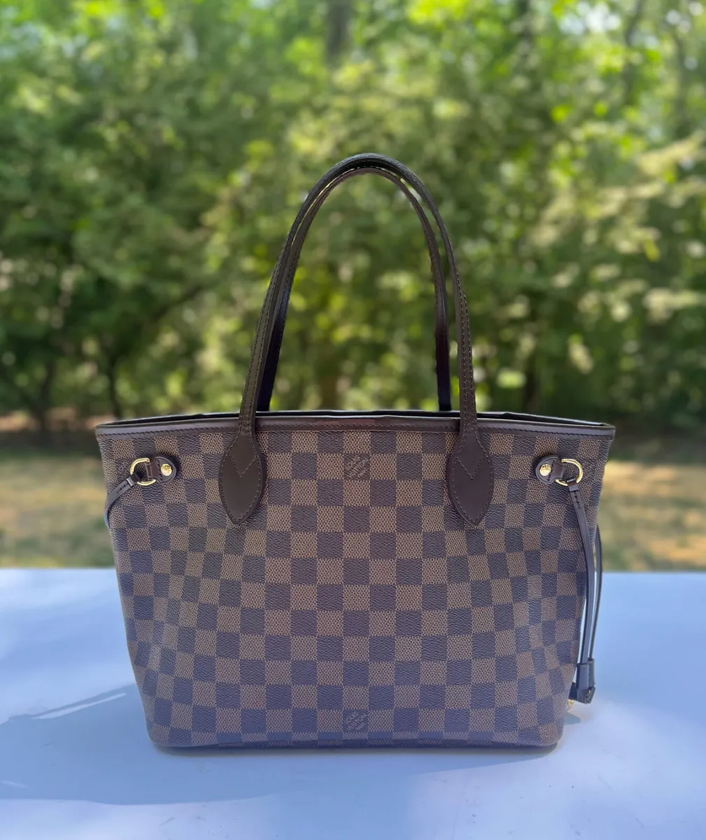 Authentic Louis Vuitton Damier Ebene Neverfull PM with Red Int Tote Bag  N51109