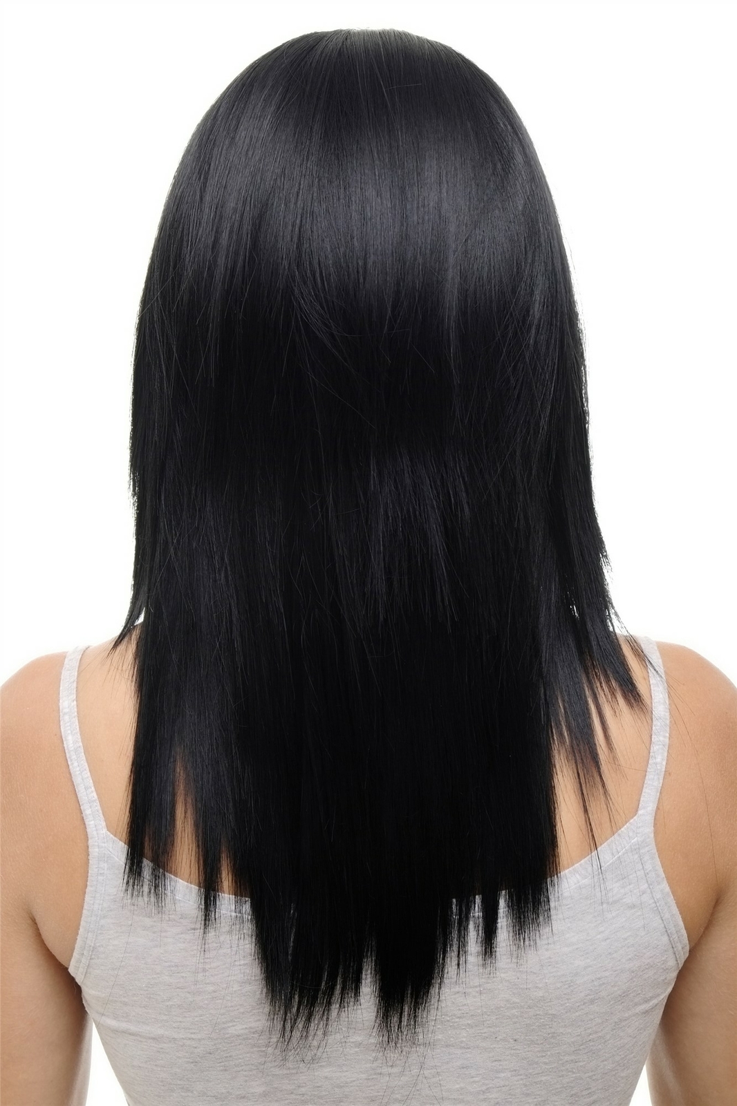 Clip-in Hairpiece with 5 Clips 3/4 Wig Black Deep Black Approx 50cm HD1401-1