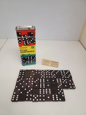 Vintage Halsam Double Six Club Dominoes Set. 100, 28 pieces Complete w/Box