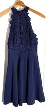NWT Windsor Womens Lace Halter A Line Formal Cocktail Dress Size M Navy