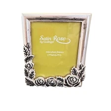 Satin Rose By Godinger Mini Photo Frame With Floral Detailing In Silver Finish