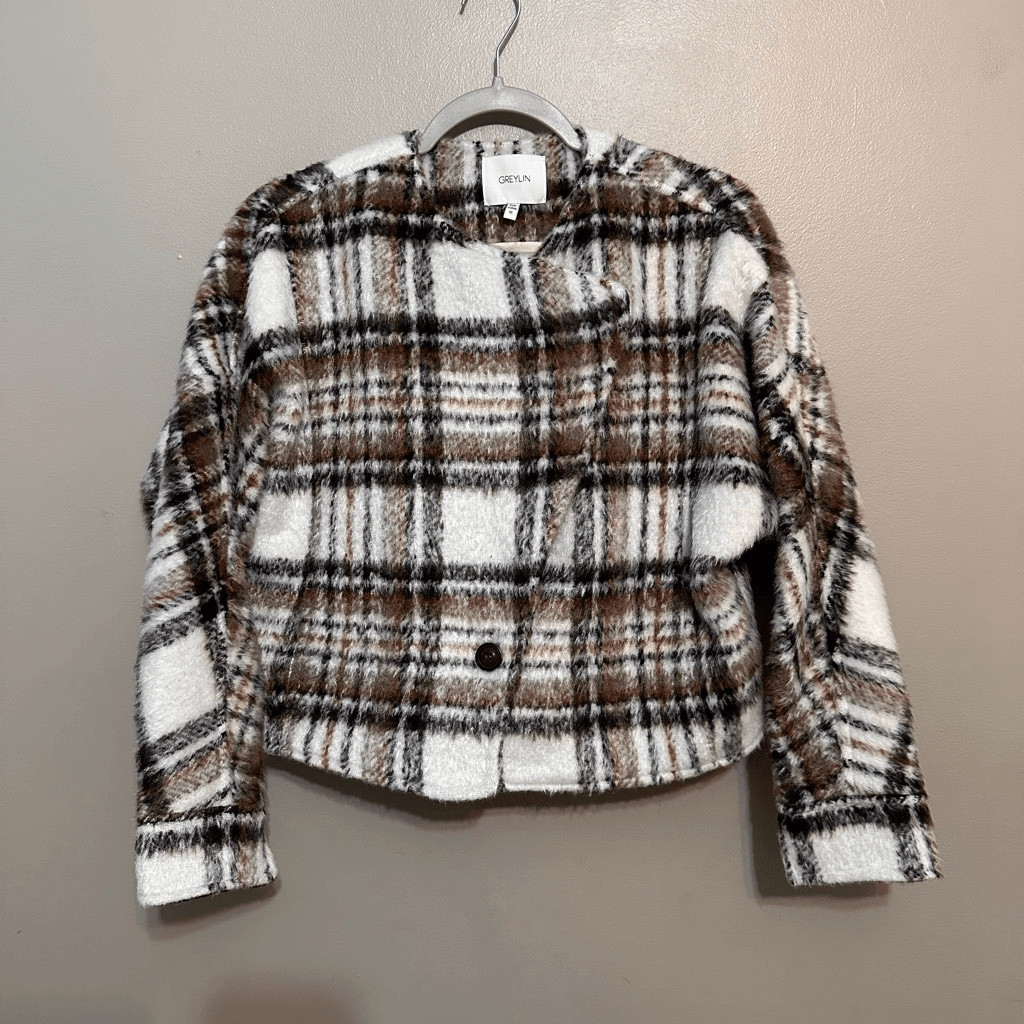 Greylin Chestnut Brown Dasia Brushed Plaid Moto J… - image 3