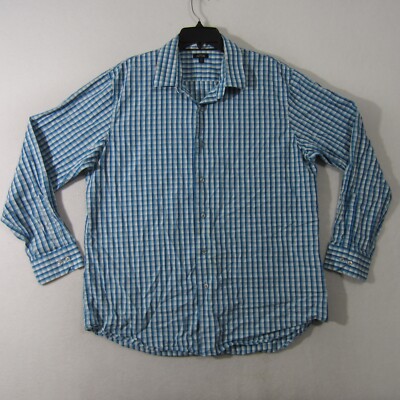 Apt.9 Shirt Mens Extra Large Blue White Button Up Office Dress Casual Men 1981 