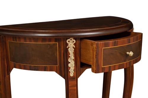Mesa Pequeña Consola de Madera Chapa Nogal Enriquecido Con Especial Intars - Imagen 5 de 8