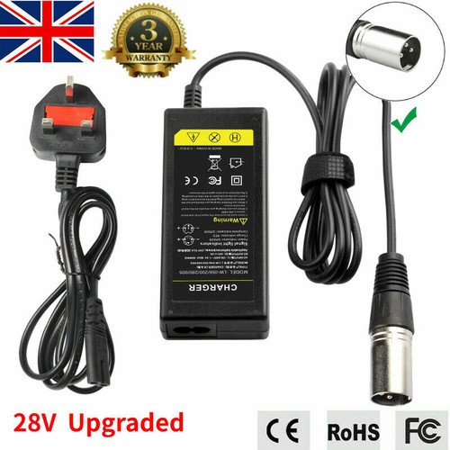 Universal 24/28V Electric Scooter Battery Charger Adapter 3 Pin For