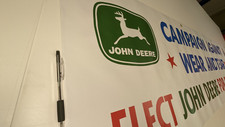 John Deere '76 Elect Vintage Type Banner Dealer Promo Sign Ad 2-Leg 4-Pt logo