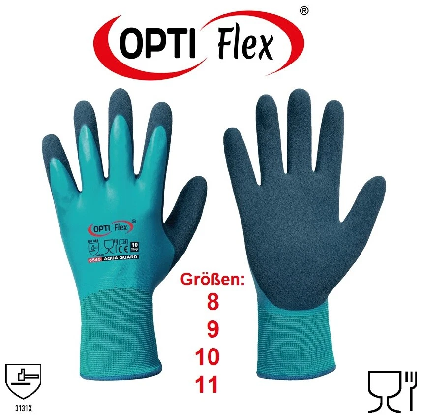OPTIFLEX Arbeitshandschuhe "Aqua Guard" Latex vollbeschichtet Gr. 8, 9, 10 + 11