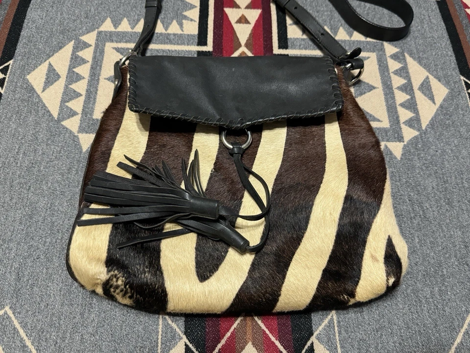 Cavalcanti Cow Fur Leather Shoulder Bag Italy Womens Boston Style  - Image 2 of 4