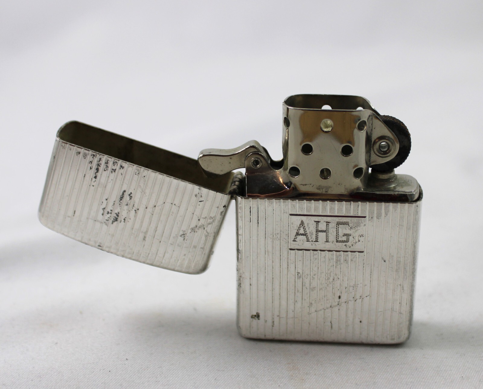 Vintage Sterling Silver Zippo Lighter Engraved "AHG Jr." & "101262