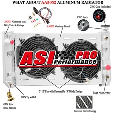 3 Row Radiator+Shroud Fan for 88-94 Chevy S10 Blazer/GMC S15 Jimmy Sonoma 4.3L