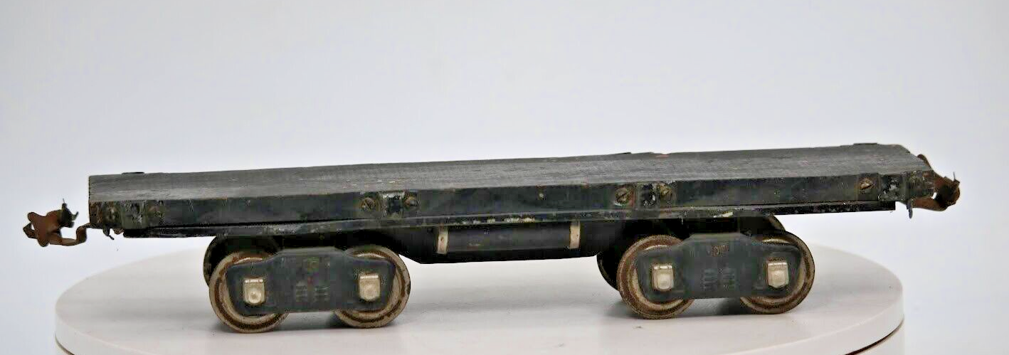 Prewar Standard Gauge Custom Wooden Black Flat Car Model Train