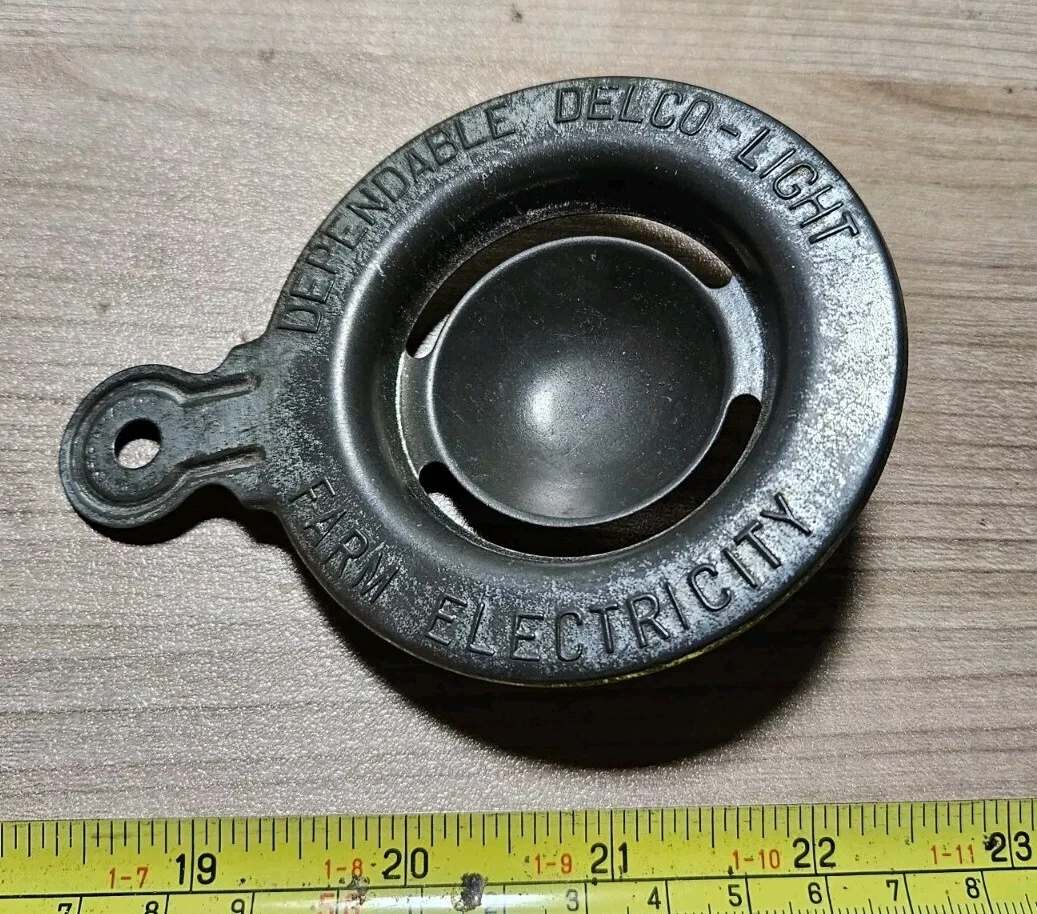 Vintage Delco-Light Farm Electricity Advertising Tin Metal Egg Separator Rare