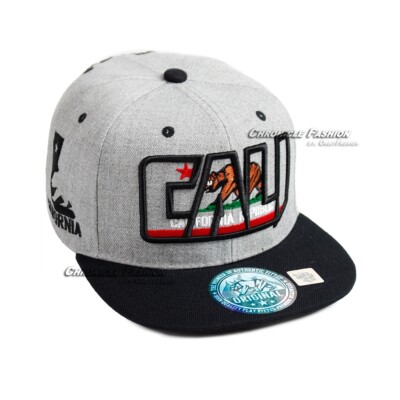 Men California Republic Bear Snapback Hat Flat Bill Cali  display picture 1