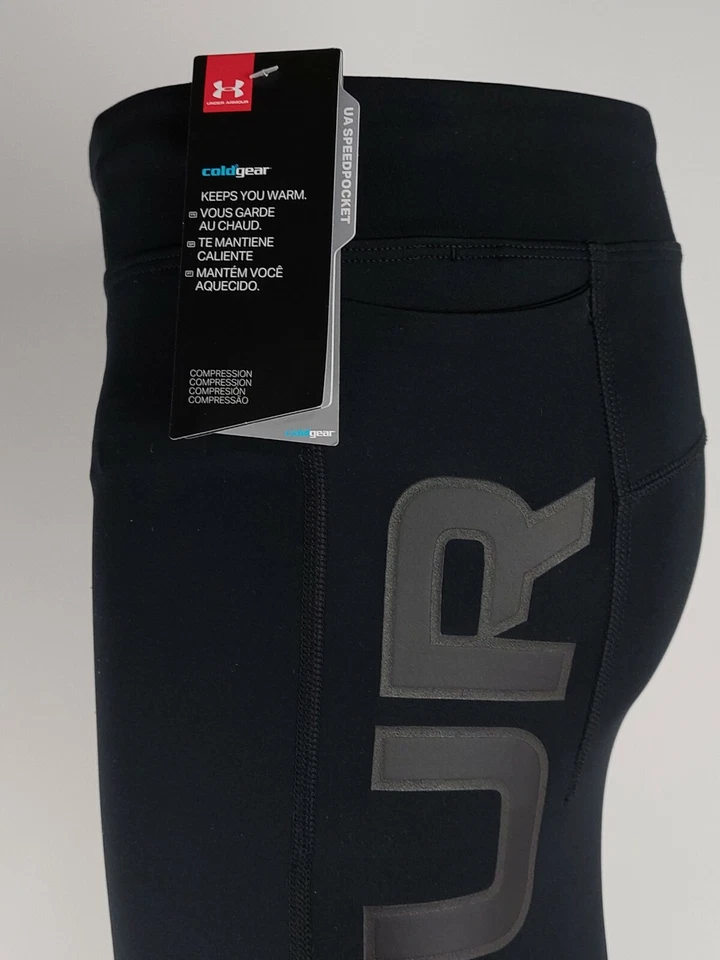 UNDER ARMOUR MENS TRAINING LEGGINGS UA IGNIGHT COLDGEAR COMPRESSION BLACK RRP£75 - Image 4 of 4