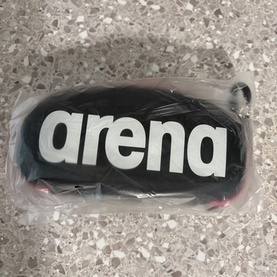 Arena Swim Goggles Hard Shell Case with Clip Zipper and Elastic Band White Fu...