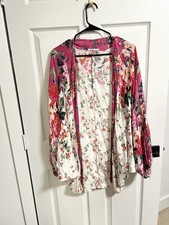 ANTHROPOLOGIE FLOREAT Floral Kimono Long Sleeve Boho OS