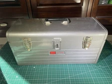 Vintage Sears Craftsman 6512 Made In USA Metal Tool Box With Tray 20”x8.5”x9.5”