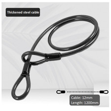 Heavy Duty Bike Security Cable Lock with Double Loop Ends-1.2m Long &12mm Thick