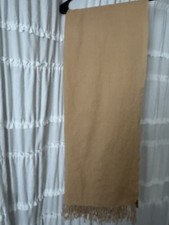 100 New Merino Wool Shawl Ochre Tan Fringe Wrap Scarf Winter Warmth Large Plain