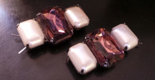 vintage Pearl  Amethyst Hair Berets 1980's  VG 