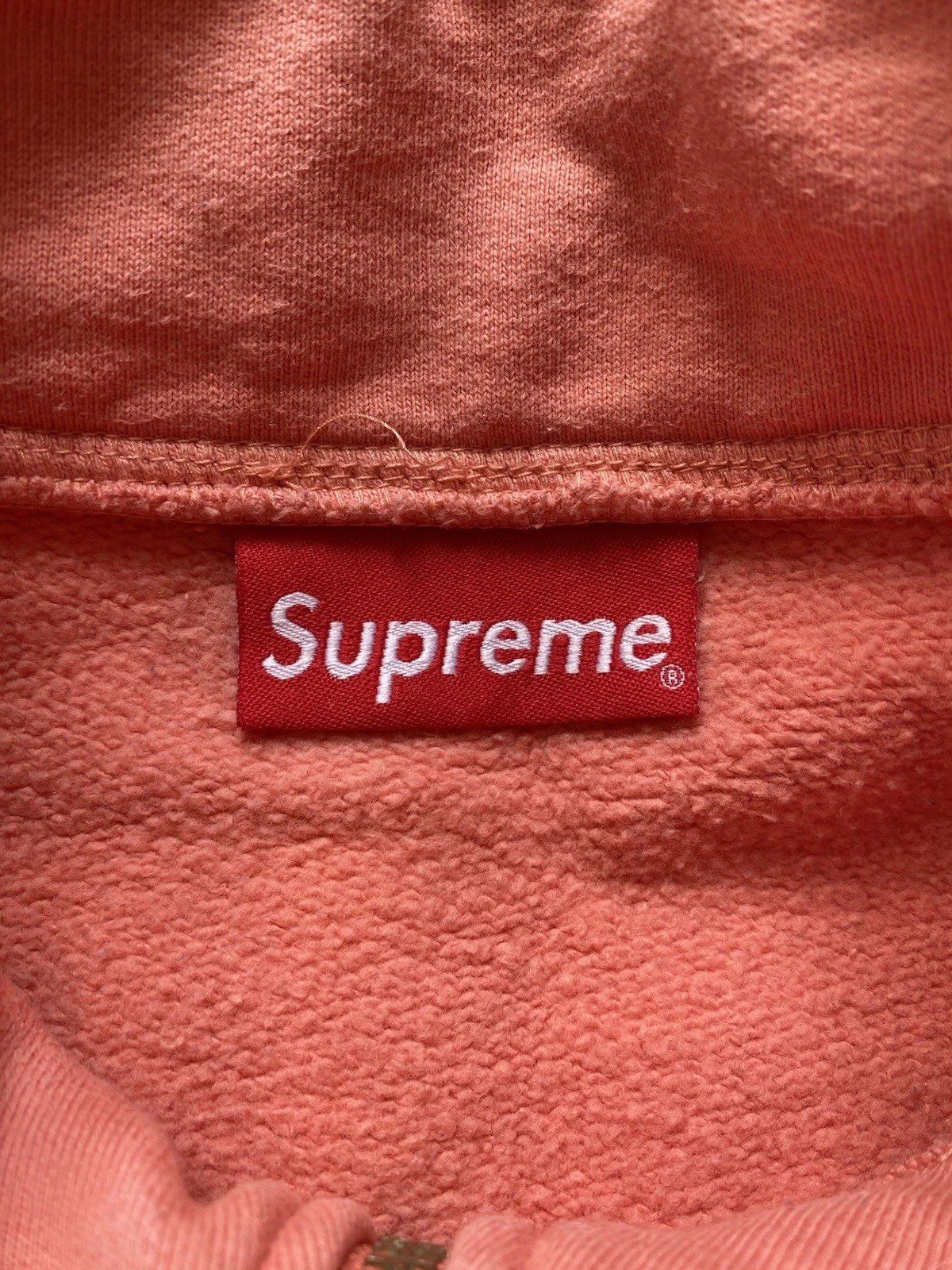 Supreme Logo Piping Mezza Zip Taglia L Corallo