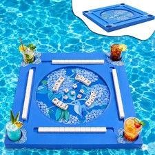 Floating Mahjong Table for Pool, EVA Floating Mahjong Mat with Tile Slots and Dr