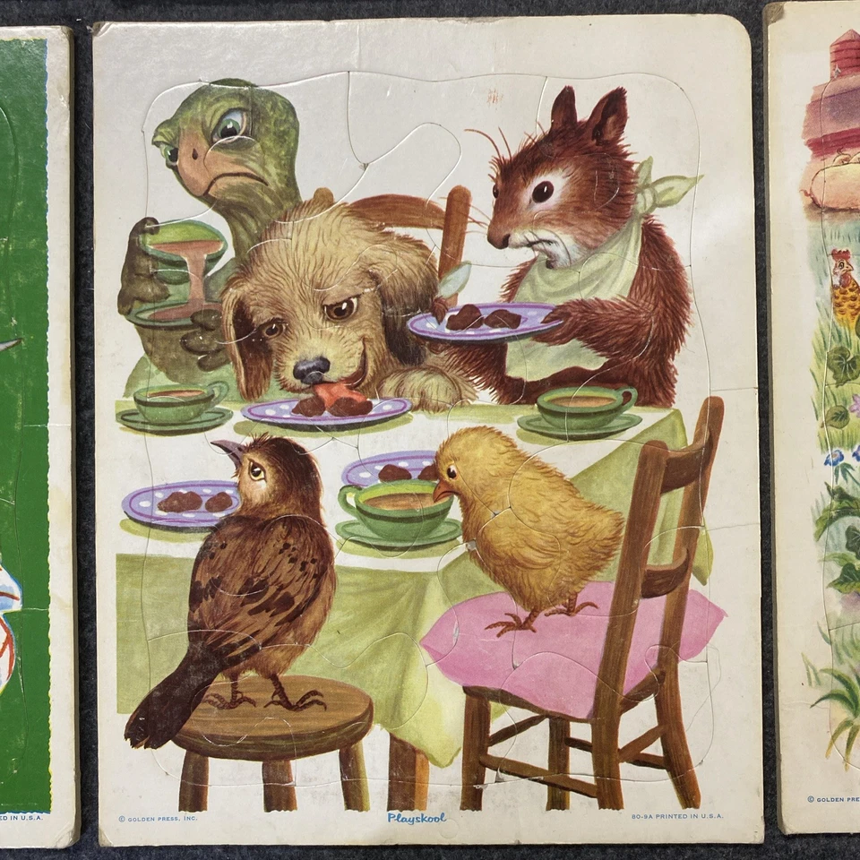 Vintage 1950 Playskool Golden Press Inc Puzzle Lot Of 8 Printed In The USA - Image 4 of 4