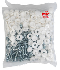 Number Plate Fitting Screws with Caps Black,White & Yellow - Various Quantities