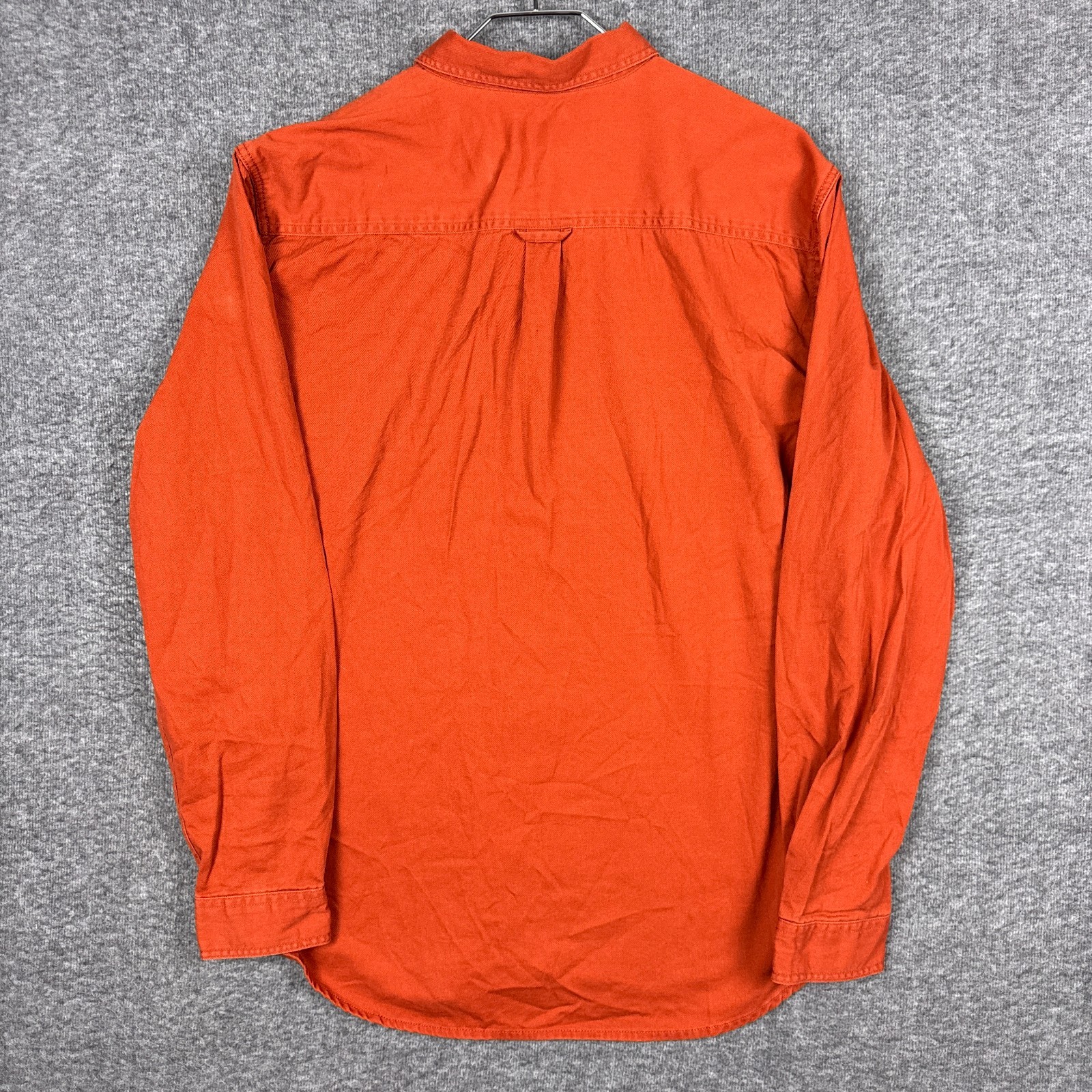 Frank And Oak Shirt Mens Medium Orange Washed Worker Long Sleeve Button Pockets