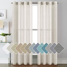  Linen Sheer Curtains Flax Linen Blended 52"W x 84"L (Pack of 2) Natural