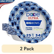 Disposable Paper Bowls 34oz Microwave Safe Compostable Heavy Duty 25 Pack New