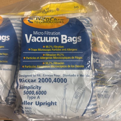 60Pc EnviroCare Vacuum Cleaner Bag For Riccar 2000, 4000 & Simplicity 5000, 6000